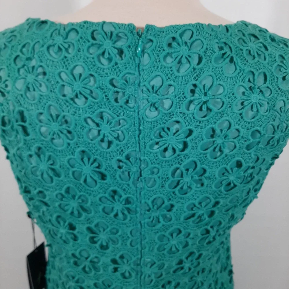 NWT Adriana Papell lace overlay turquoise blue dress 10 - Picture 7 of 15